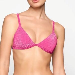 Skims Pink Glitter Bikini Top